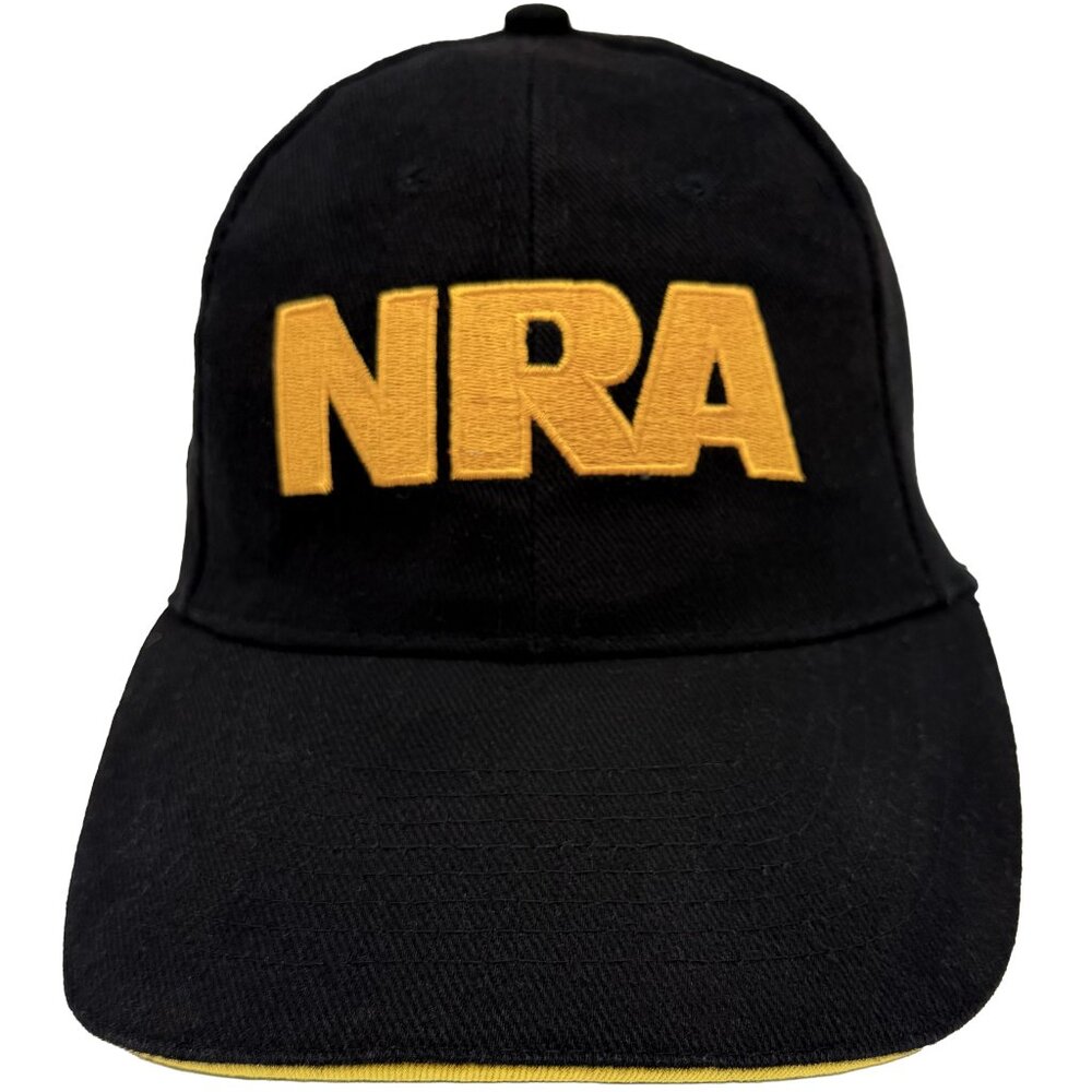 NRA Black / Gold Embroidered Strapback Cap – National Rifle Association Hat